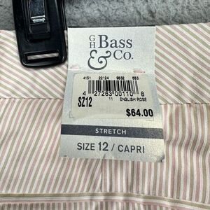 G.H. Bass Capri Pants Women 12 Pink Stripe Stretch Ladies MSRP‎ 64 NEW